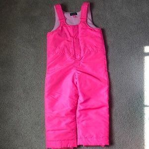 Girls hot pink snow bibs